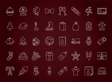 Mutlu Noel simgeleri bohça vektör tasarımı