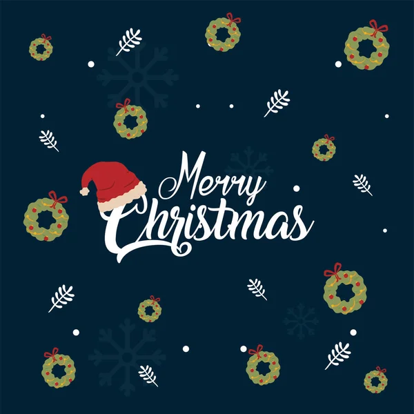 Merry christmas crowns and leaves background vector design — 스톡 벡터