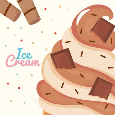 Çikolatalı dondurma tasarımı, renkli tasarım.