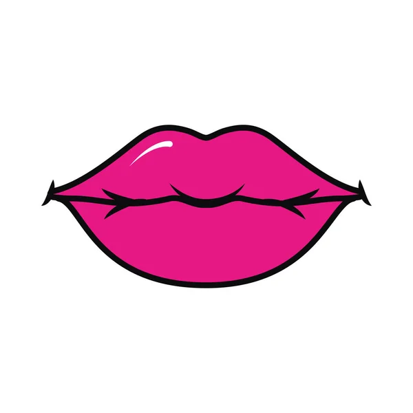 Design de vetor de ícone de boca feminina rosa — Vetor de Stock