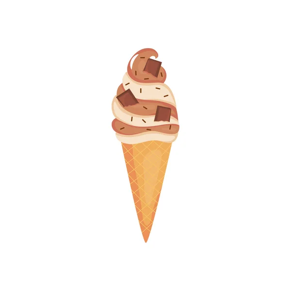 Icono de cono de helado de chocolate, diseño colorido — Vector de stock