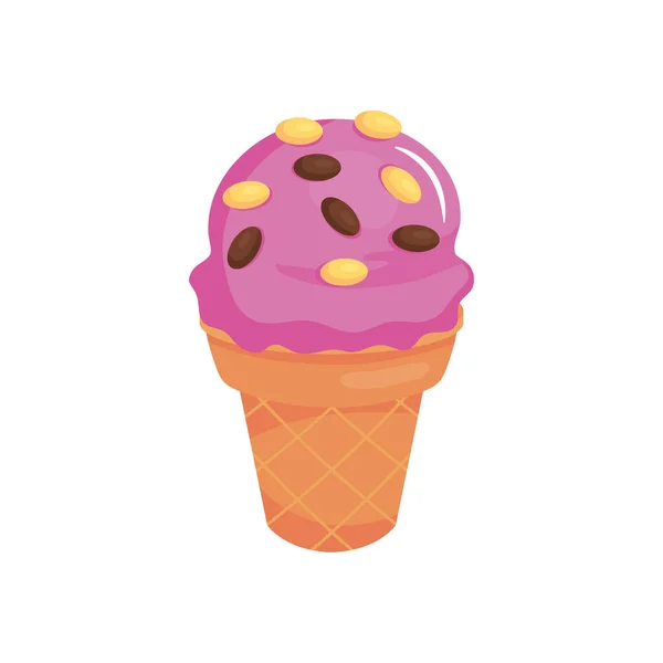 Crème glacée aux myrtilles avec icône de riz krispies, design coloré — Image vectorielle