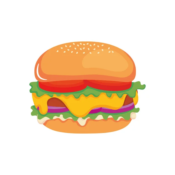 Concepto de comida rápida, icono de hamburguesa, diseño colorido — Vector de stock