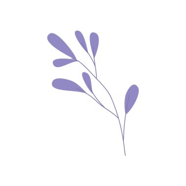 Yapraklı mor dal, renkli tasarım