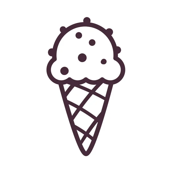 Cono de helado con chips de chocolate línea de estilo icono de diseño de vectores — Archivo Imágenes Vectoriales