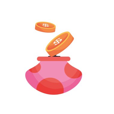 Dolar sikkeleri çanta vektör tasarımı üzerine