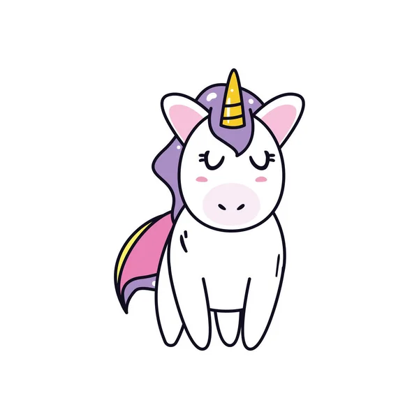 Dibujos animados de caballo unicornio con diseño de vectores de cuerno — Vector de stock