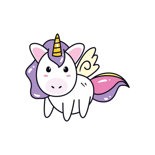 Dibujos animados unicornio caballo con alas diseño vectorial — Vector de stock