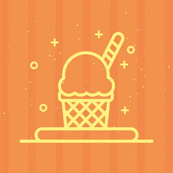Ice cream basket with stick line style icon vector design — Stock Vector