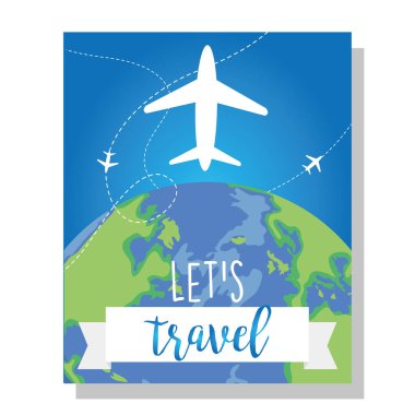 seyahat uçağı dünya vektör tasarımı