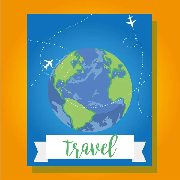 Travel airplanes around world vector design — Stock Vector