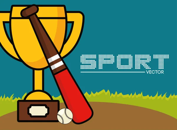 Sport trofee honkbal knuppel en bal vector ontwerp — Stockvector
