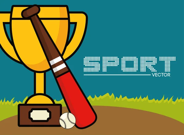 Sport trophy baseball bat and ball vector design — Stock Vector