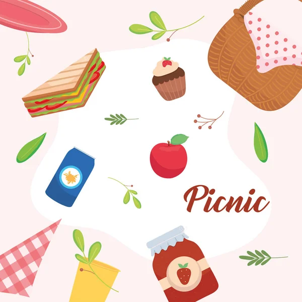 Picknick-Symbole Hintergrund Vektor-Design — Stockvektor