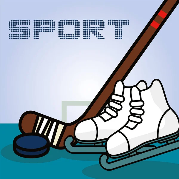 Bastone da hockey sportivo e pattini rotolanti progettazione vettoriale — Vettoriale Stock