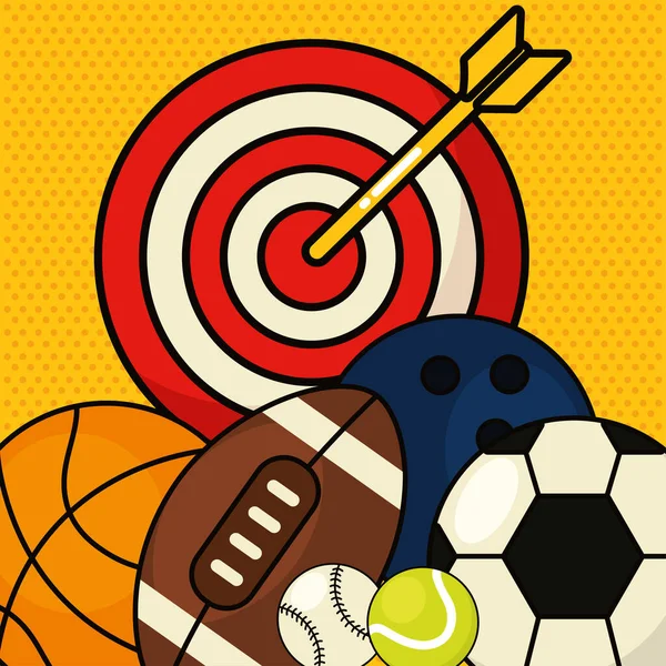 Sport balls and target vector design — Vector de stock