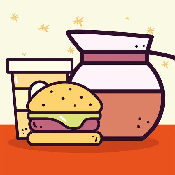 Гамбургер кавовий кухоль і горщик Векторний дизайн — стоковий вектор