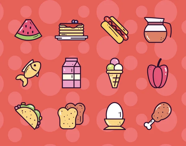 Food set of icons vector design — Vector de stock