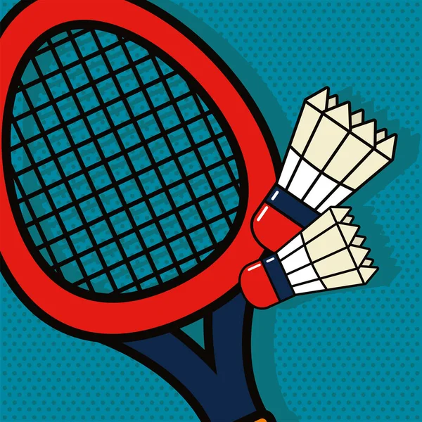 Sport badminton racket and balls vector design — Archivo Imágenes Vectoriales