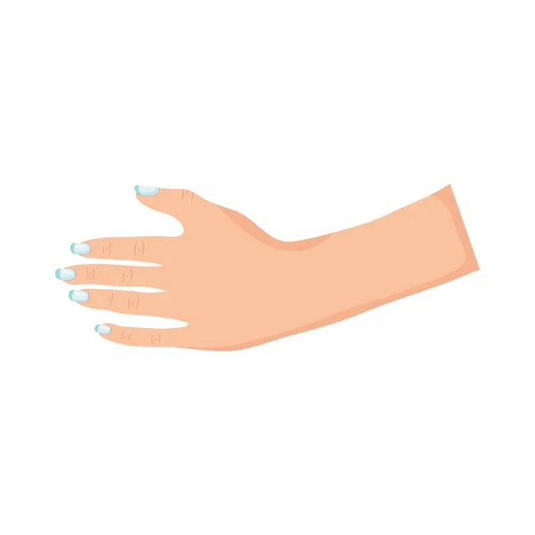 Hand met blauwe nagels, kleurrijk design — Stockvector