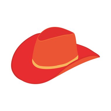 Vahşi batı konsepti, kırmızı kovboy şapkası ikonu, renkli tasarım.