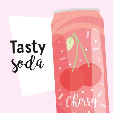 Kiraz kutusu ikonunun lezzetli soda tasarımı, renkli tasarım