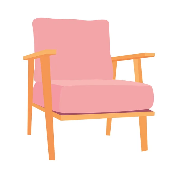 Icono de la silla del ala de madera y rosa, diseño colorido — Vector de stock