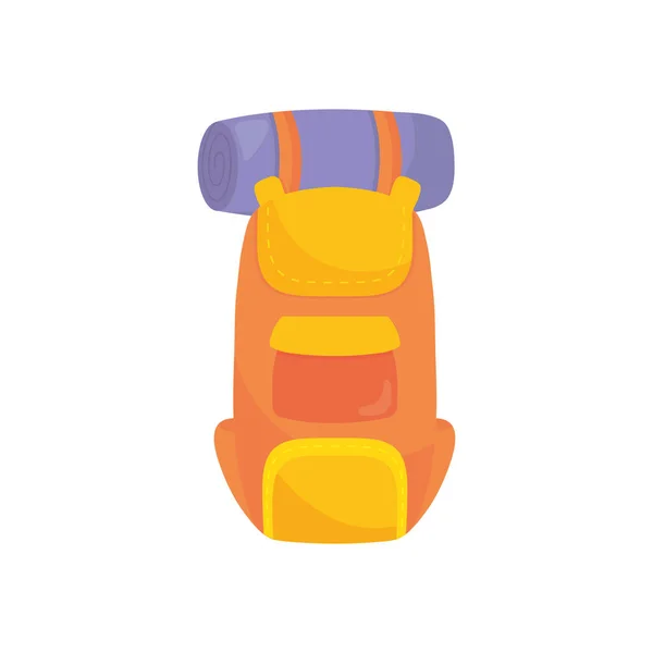 Senderismo viaje mochila icono, diseño colorido — Vector de stock