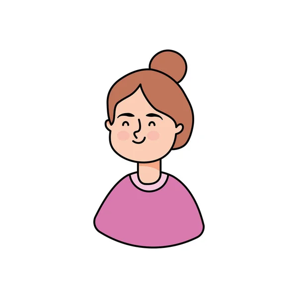 Icono de la mujer joven de dibujos animados, diseño colorido — Vector de stock