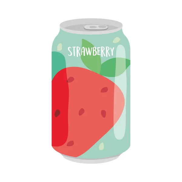 Ícone de lata de refrigerante de morango, design colorido — Vetor de Stock
