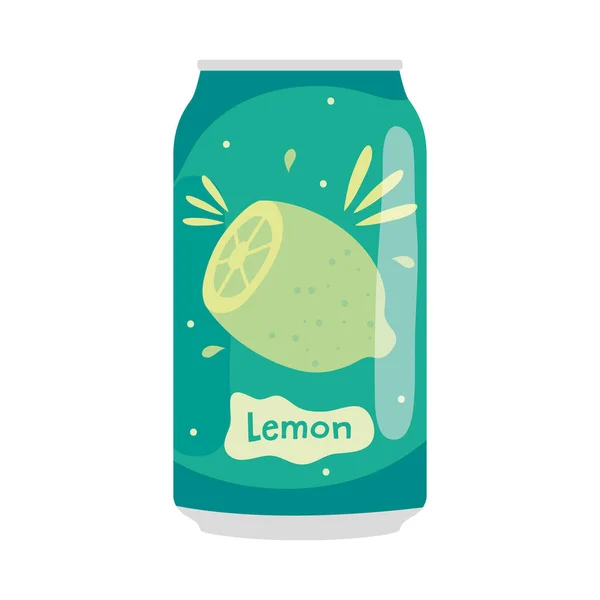 Icono de lata de refresco de limón, diseño colorido — Archivo Imágenes Vectoriales