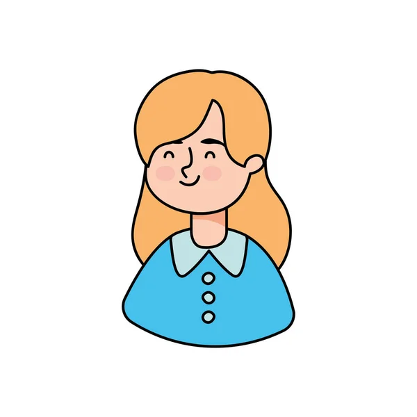 Καρτούν ξανθιά γυναίκα χαμογελαστή εικόνα, πολύχρωμο σχέδιο — Διανυσματικό Αρχείο