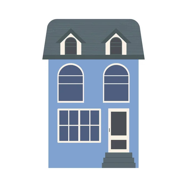 Blue residential house icon, colorful design — Stock Vector