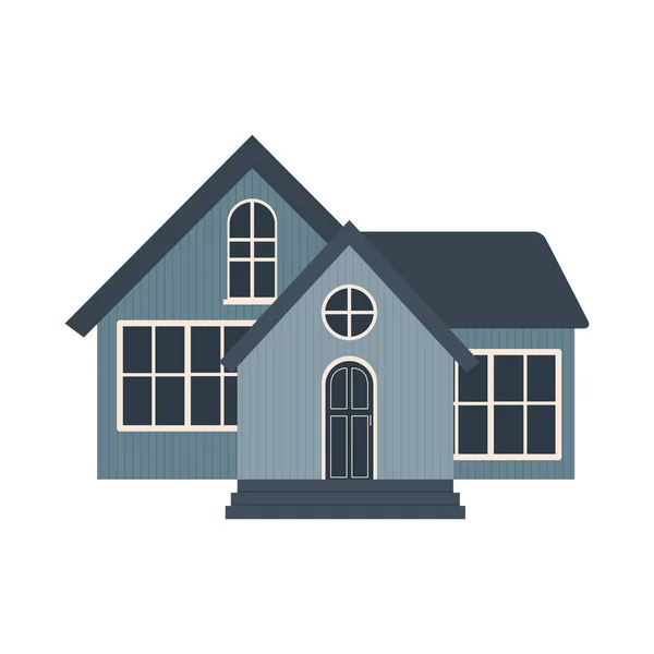 Icono de la casa azul suburbana, diseño colorido — Vector de stock