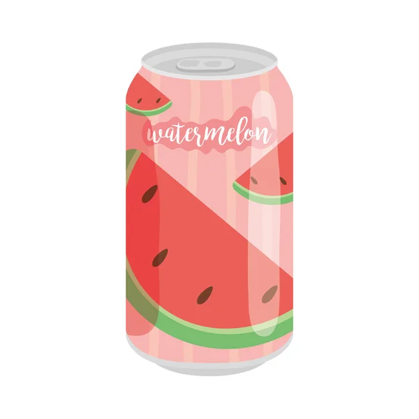 Vattenmelon läsk kan ikon, färgglad design — Stock vektor