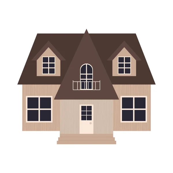 郊区棕色房屋图标，五彩斑斓的设计 — 图库矢量图片
