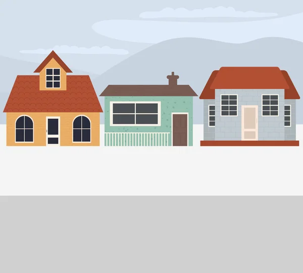 오래 된 집들과 화려 한 디자인의 거리들 — 스톡 벡터