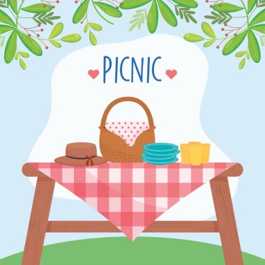 piknik malzemeleri olan piknik tasarımı, renkli tasarım