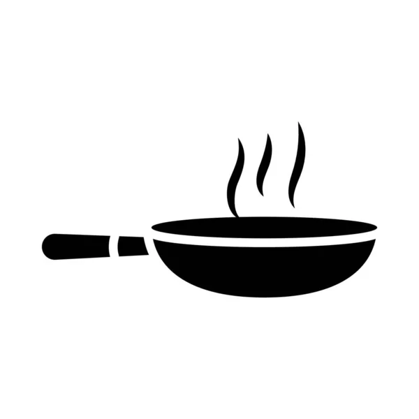 Elementi della cucina design, icona padella calda, stile silhouette — Vettoriale Stock