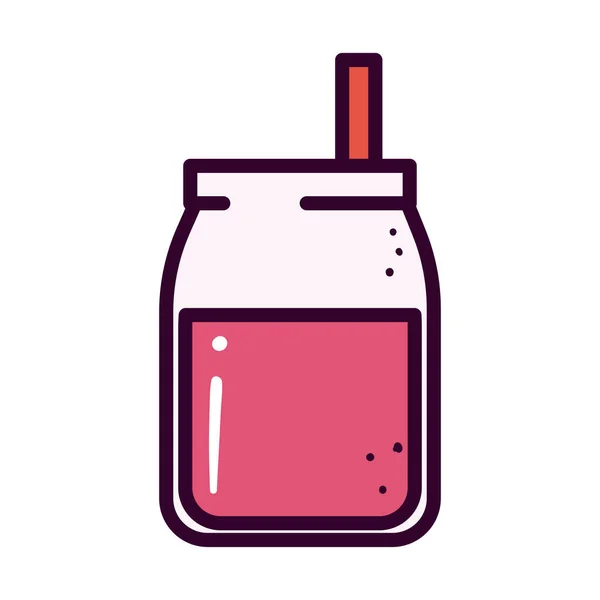 Vaso de bebida con línea de paja y diseño de vectores de icono de estilo de relleno — Archivo Imágenes Vectoriales