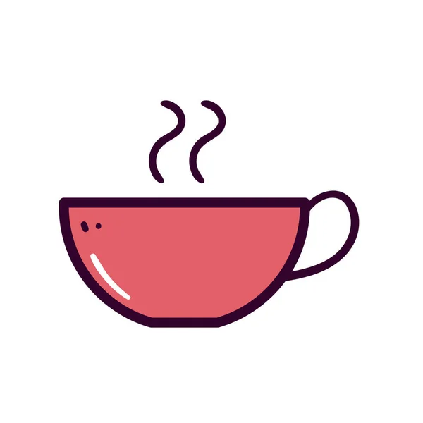 Línea de taza de café caliente y relleno icono de estilo diseño de vectores — Vector de stock