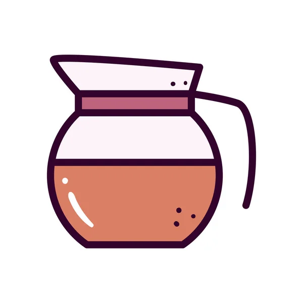 Linha pote de café e design de vetor ícone de estilo de preenchimento — Vetor de Stock