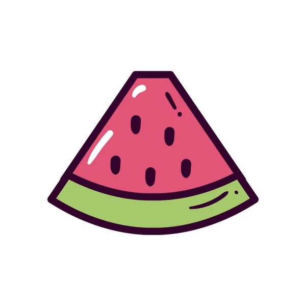 Línea de fruta de sandía y relleno icono de estilo diseño de vectores — Vector de stock