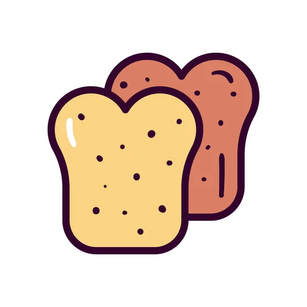 Línea de pan tostado y relleno icono de estilo diseño de vectores — Vector de stock