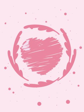 Kart tasarımında kalp olan aşk kartı