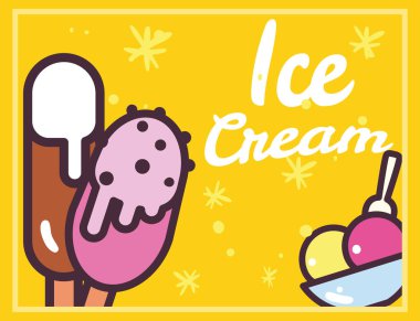 Çubuklu dondurma ve bardak vektör tasarımı