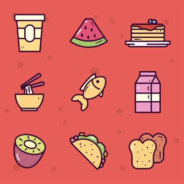 yemek çizgisi ve doldurma biçim sembolü vektör tasarımı