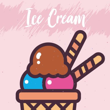 Sepet vektör tasarımlı üç top dondurma.