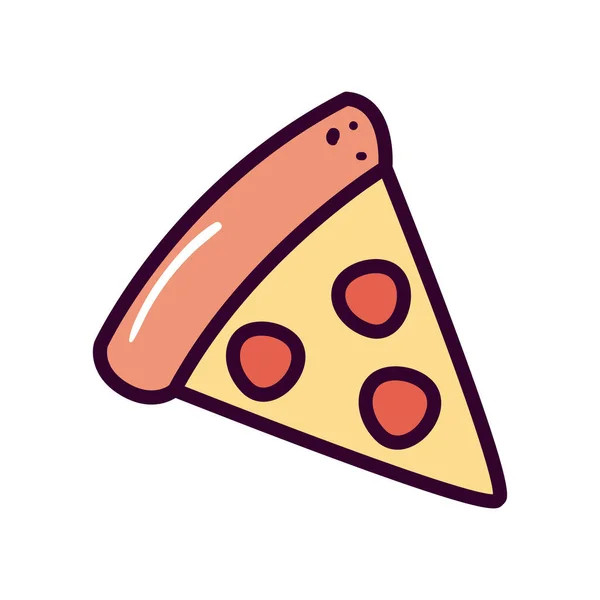 Línea de pizza y relleno icono de estilo de diseño vectorial — Vector de stock