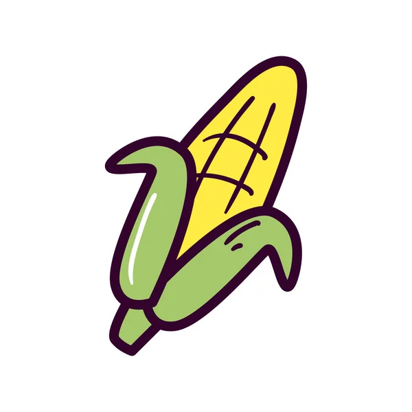 Corn food line dan fill style desain ikon vector - Stok Vektor